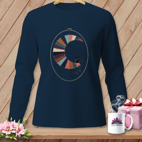 MyDesigns Physical Item S / True Navy Stitching the Moon ~ Long Sleeve Tee