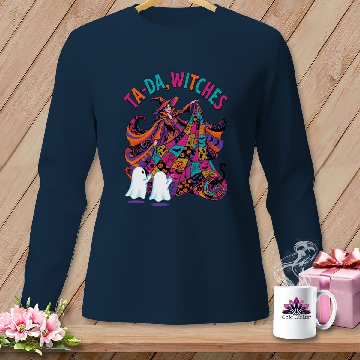 MyDesigns Physical Item S / True Navy Ta-Da, Witches ~ Long Sleeve Tee