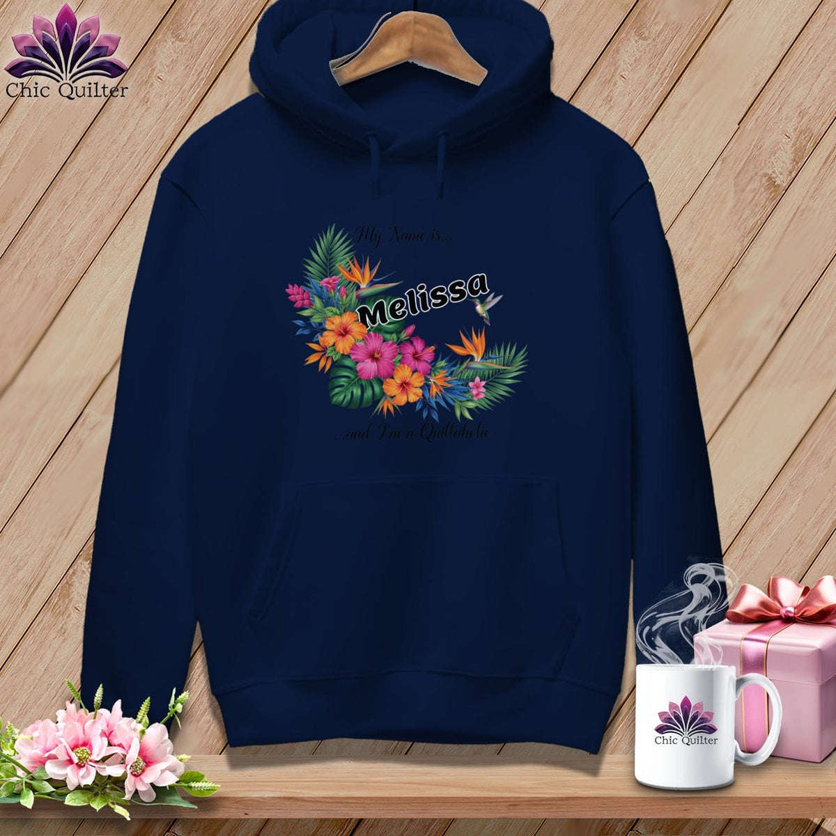 MyDesigns Physical Item S / True Navy Tropical Threads Quiltaholic ~ Premium Hoodie