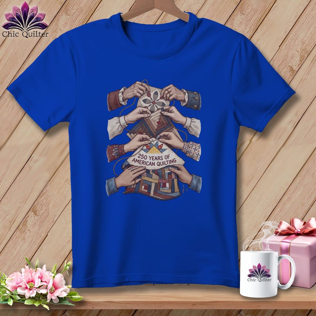 MyDesigns Physical Item S / True Royal 250 Years of American Quilting ~ Passing the Story Forward ~ Relaxed Fit Tee