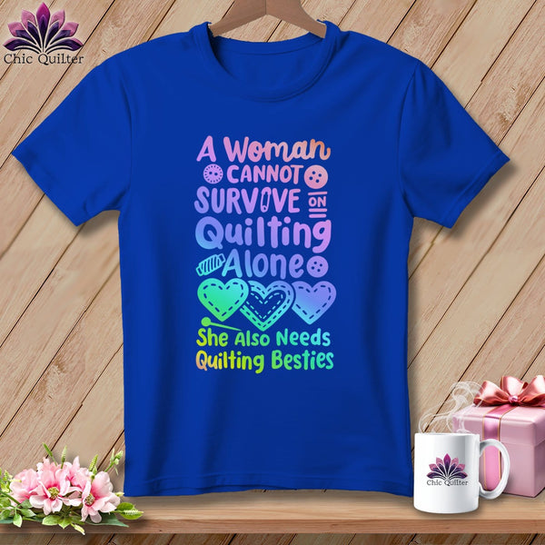 MyDesigns Physical Item S / True Royal A Woman Cannot Survive Quilting Alone ~ Relaxed Fit Tee