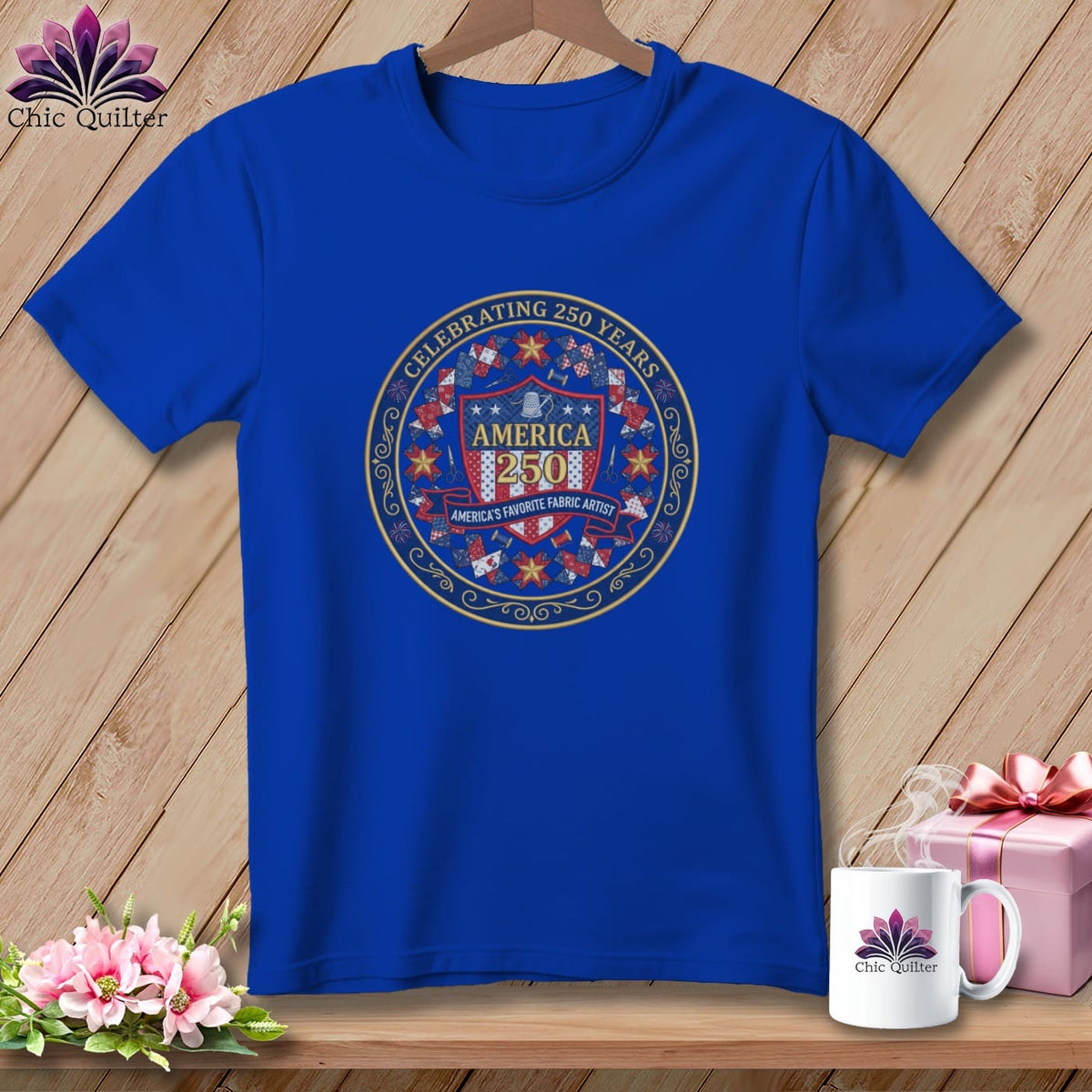 MyDesigns Physical Item S / True Royal America's Favorite Fabric Artist ~ Celebrating 250 Years Quilter ~ Relaxed Fit Tee