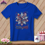 MyDesigns Physical Item S / True Royal America's Quilting Legacy 250 Years Patriotic Quilter ~ Relaxed Fit Tee