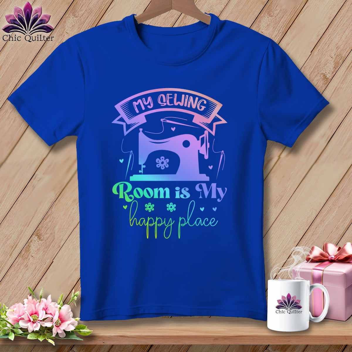 MyDesigns Physical Item S / True Royal My Sewing Room Is My Happy Place ~ Relaxed Fit Tee
