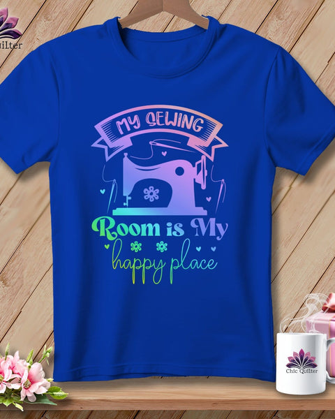 MyDesigns Physical Item S / True Royal My Sewing Room Is My Happy Place ~ Relaxed Fit Tee