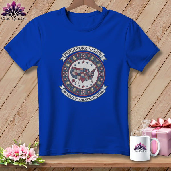 MyDesigns Physical Item S / True Royal Patchwork Nation 250 Years of American Quilting ~ Relaxed Fit Tee