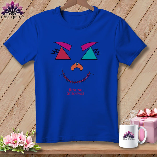 MyDesigns Physical Item S / True Royal Psychedelic Face - Resting Stitch Face ~ Relaxed Fit Tee