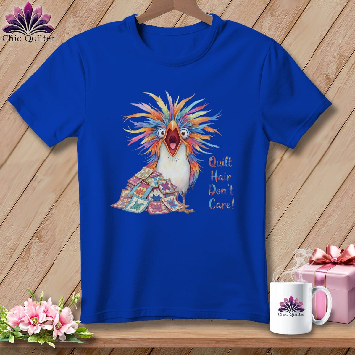 MyDesigns Physical Item S / True Royal Quilt Hair Don’t Care ~ Chaos Finch ~ Relaxed Fit Tee