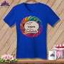 MyDesigns Physical Item S / True Royal Rainbow Personalized Curves & Button Bloom ~ V-Neck Tee