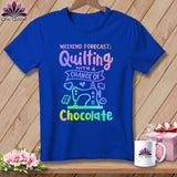 MyDesigns Physical Item S / True Royal Weekend Forecast Quilting With a Chance of Chocolate ~ Relaxed Fit Tee