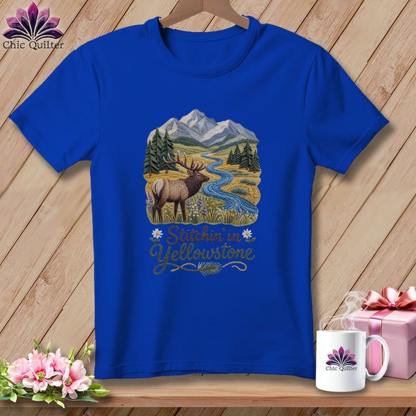 MyDesigns Physical Item S / True Royal Yellowstone National Park ~ Elk, Stitchin in ~ Relaxed Fit Tee