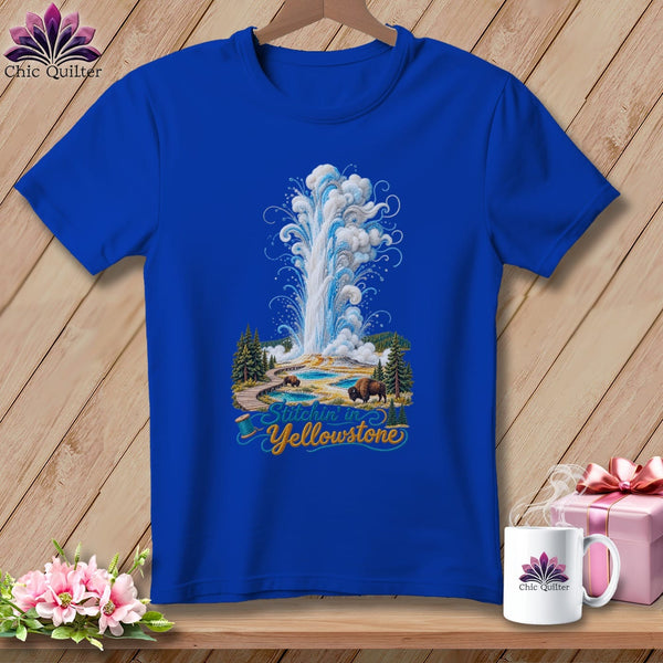 MyDesigns Physical Item S / True Royal Yellowstone National Park ~ Old Faithful, Stitchin in ~ Relaxed Fit Tee