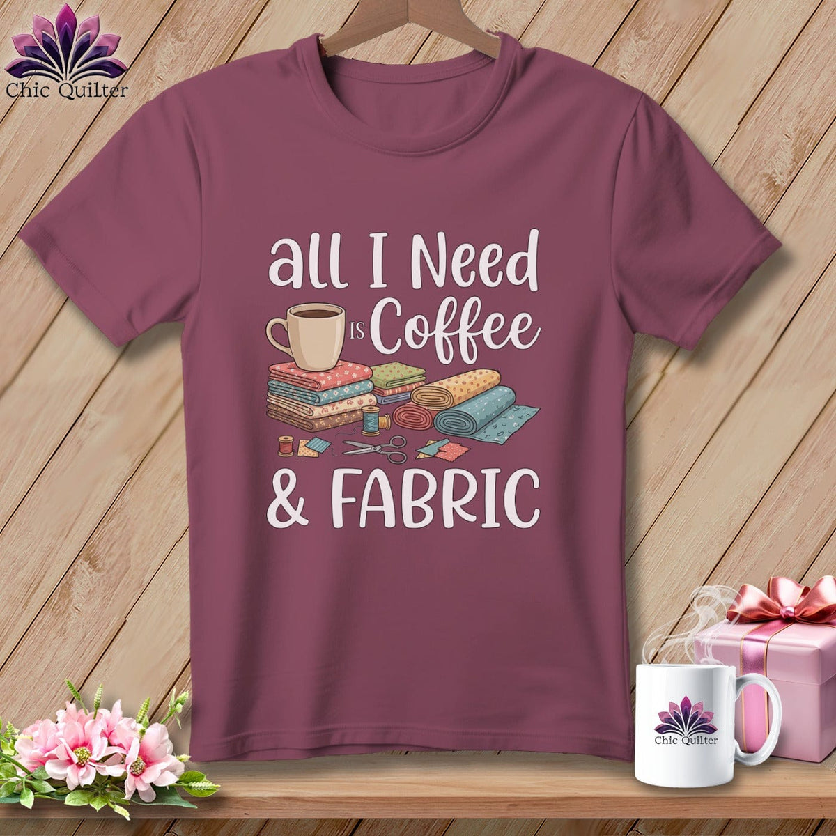 MyDesigns Physical Item S / Vineyard All I Need is Coffee & Fabric ~ Premium Tee