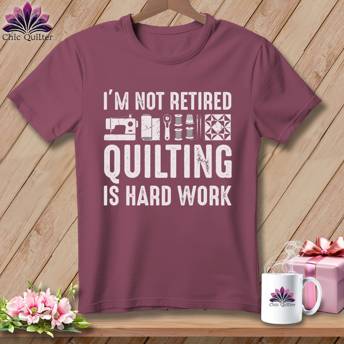 MyDesigns Physical Item S / Vineyard I’m Not Retired ~ Quilting is Hard Work ~ Premium Tee