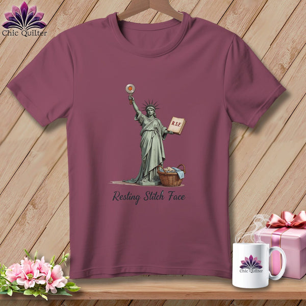 MyDesigns Physical Item S / Vineyard Quilter of Liberty - Resting Stitch Face ~ Premium Tee