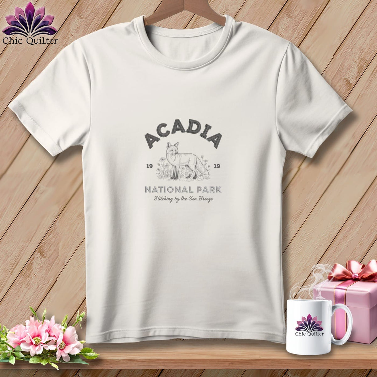 MyDesigns Physical Item S / Vintage White Acadia National Park, Stitchin In Beauty ~ Relaxed Fit Tee