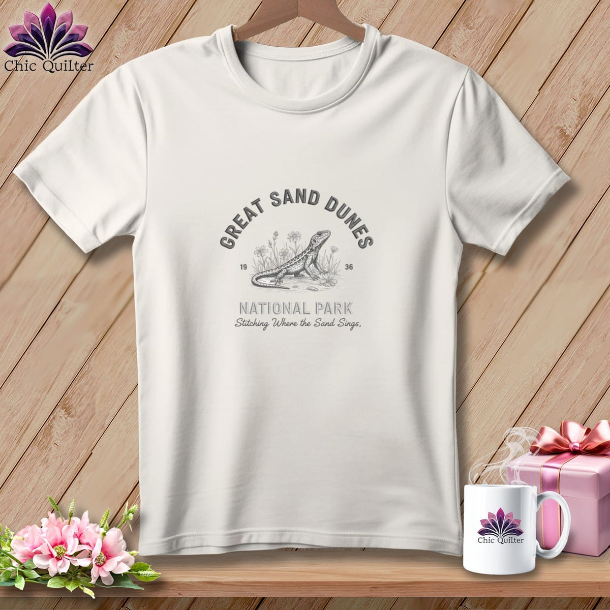MyDesigns Physical Item S / Vintage White Great Sand Dunes National Park, Stitchin In Beauty ~ Relaxed Fit Tee