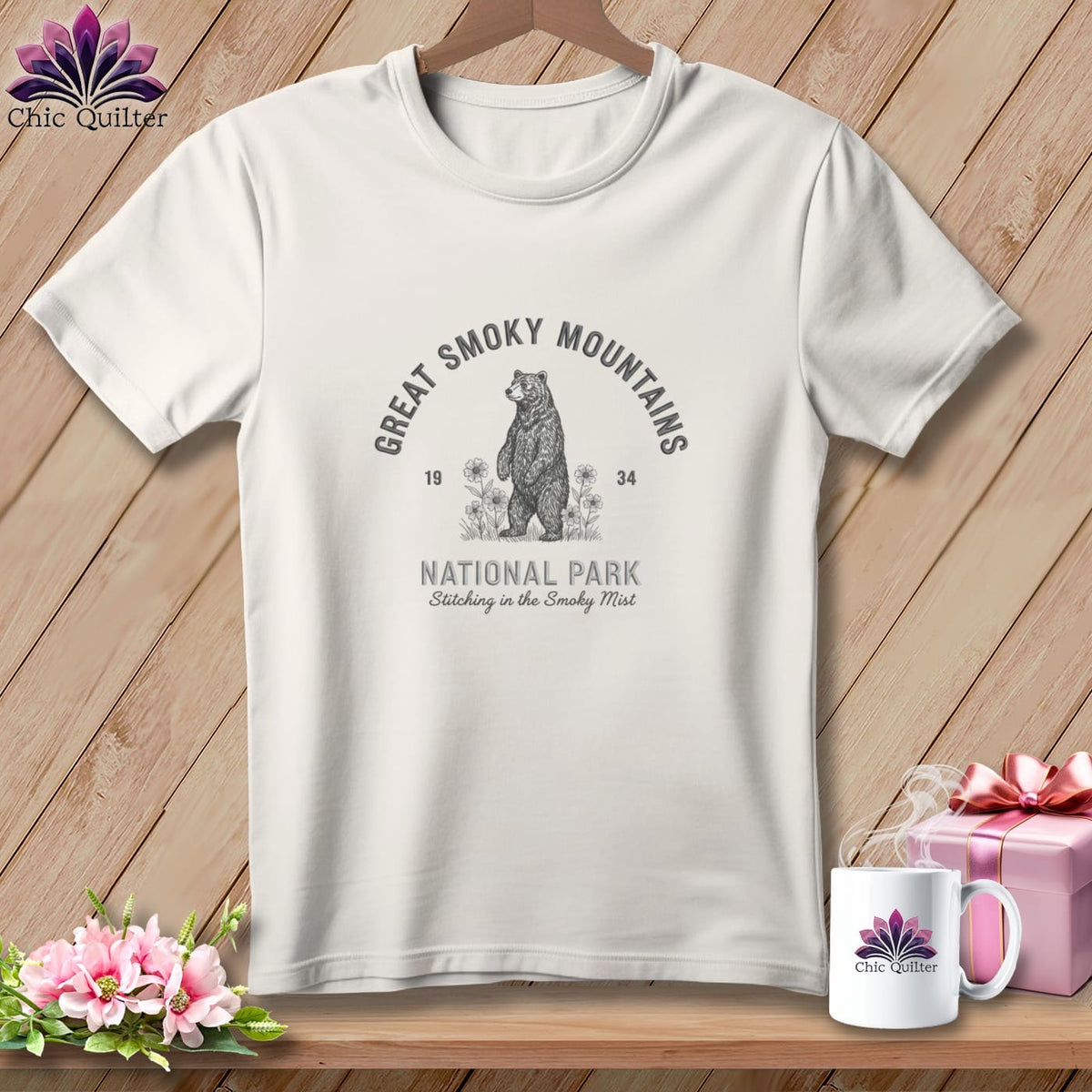 MyDesigns Physical Item S / Vintage White Great Smoky Mountains, Stitchin In Beauty ~ Relaxed Fit Tee
