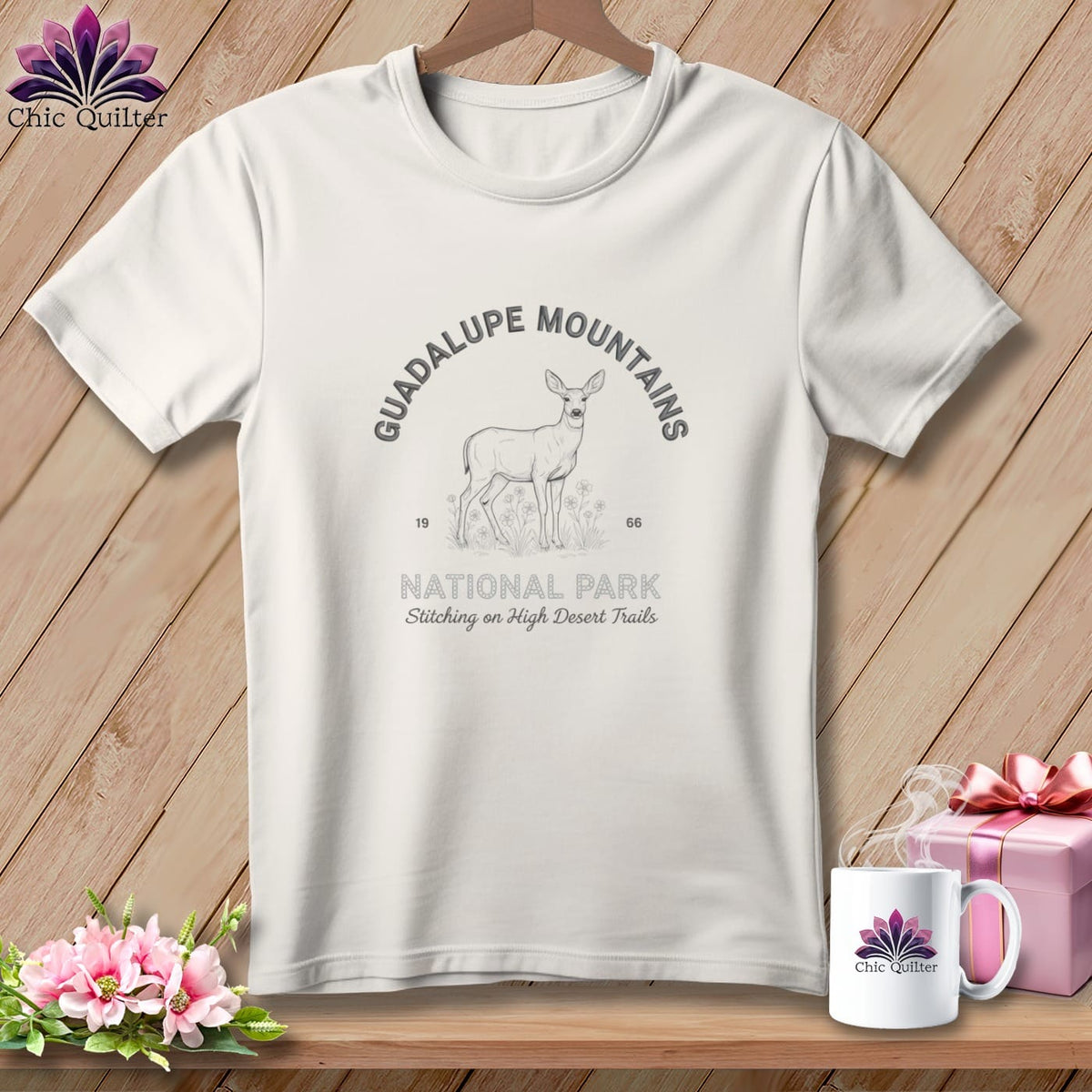 MyDesigns Physical Item S / Vintage White Guadalupe Mountains National Park, Stitchin In Beauty ~ Relaxed Fit Tee