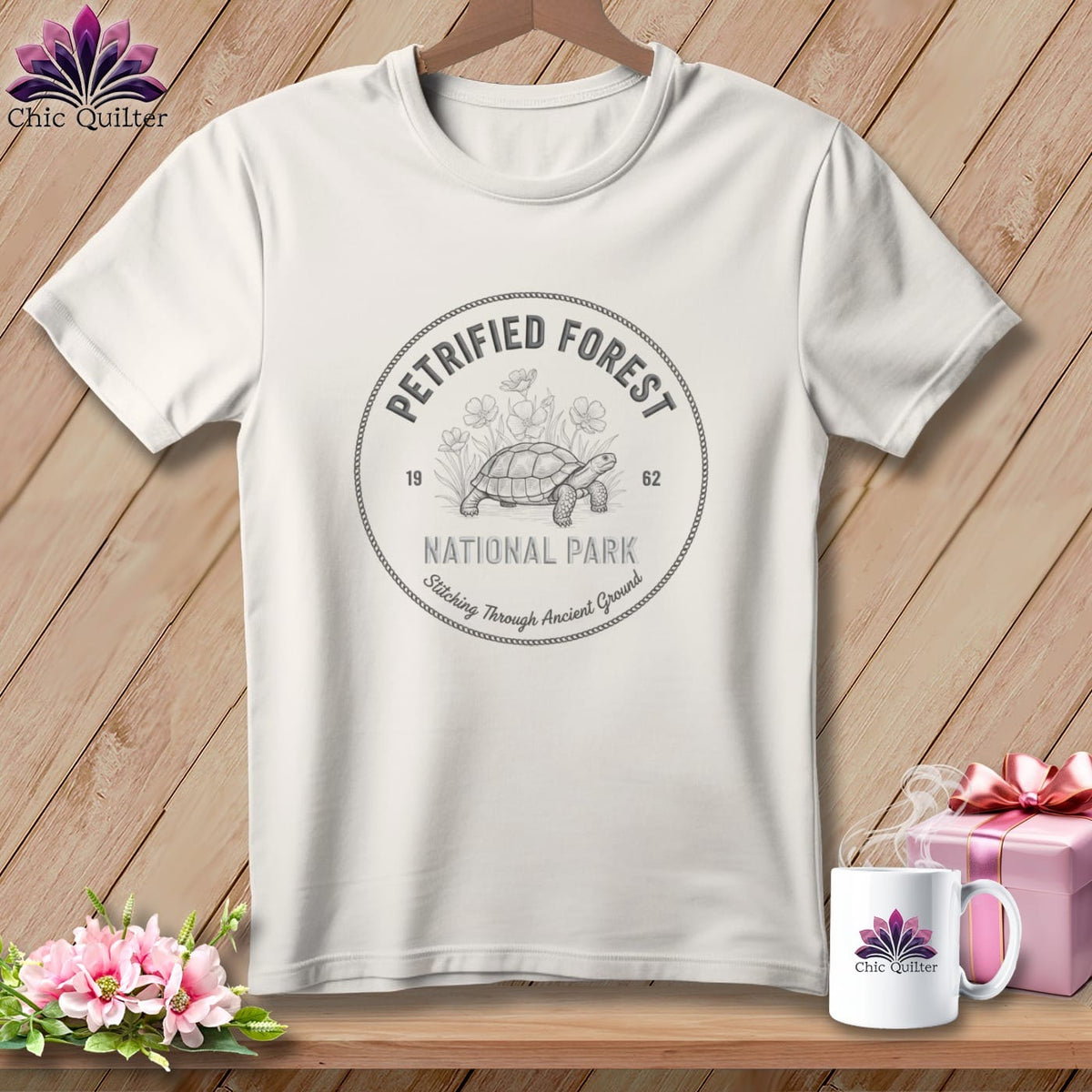 MyDesigns Physical Item S / Vintage White Petrified Forest National Park, Stitchin In Beauty ~ Relaxed Fit Tee