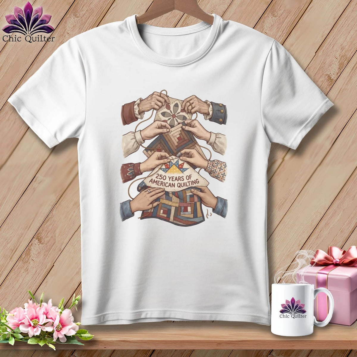 MyDesigns Physical Item S / White 250 Years of American Quilting ~ Passing the Story Forward ~ Relaxed Fit Tee