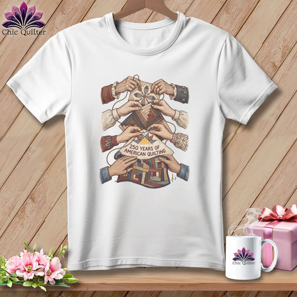 MyDesigns Physical Item S / White 250 Years of American Quilting ~ Passing the Story Forward ~ Relaxed Fit Tee