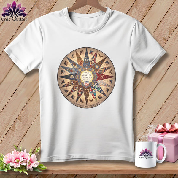 MyDesigns Physical Item S / White 250 Years of American Quilting United By Thread Commemorative ~ Relaxed Fit Tee