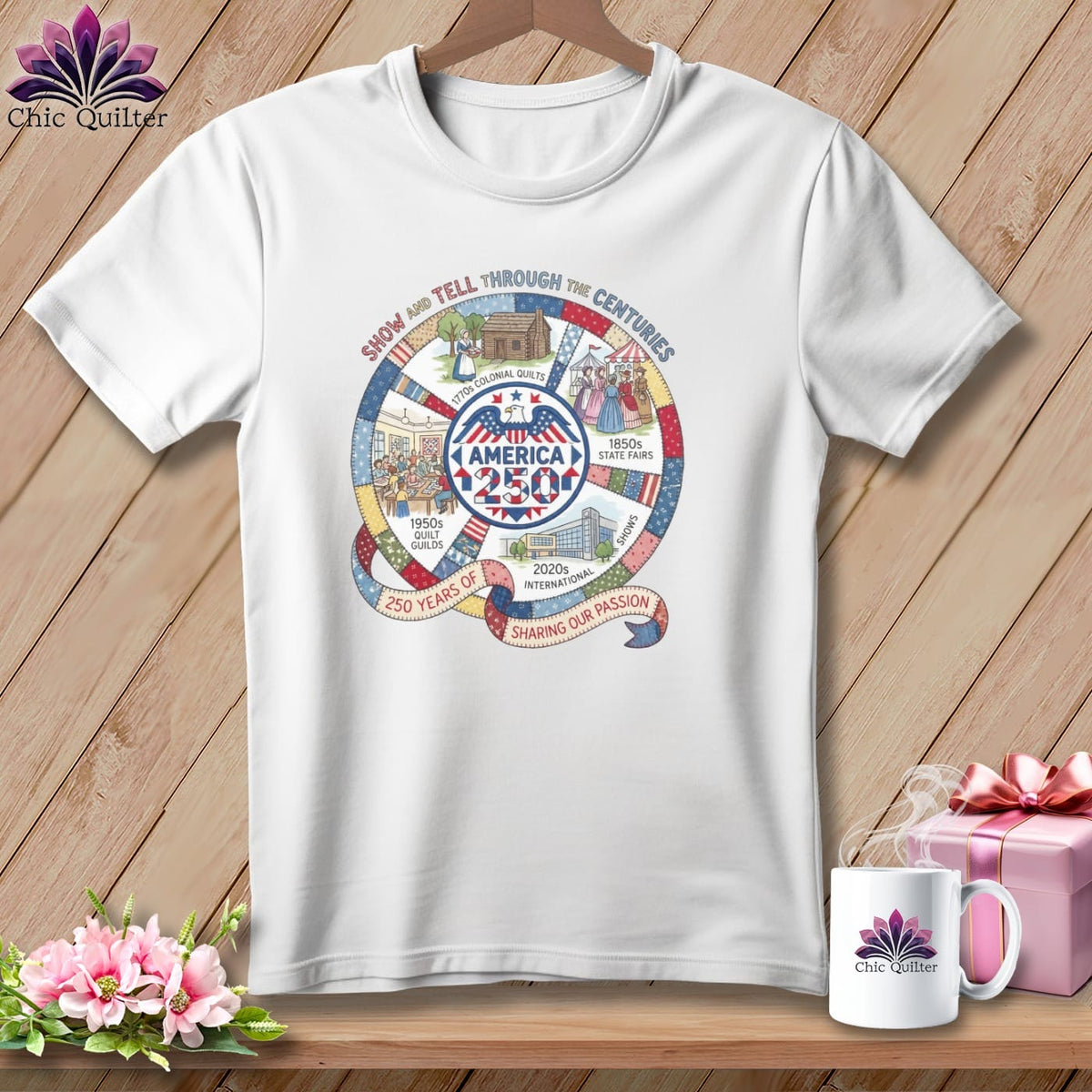 MyDesigns Physical Item S / White 250 Years of Quilting History ~ Relaxed Fit Tee