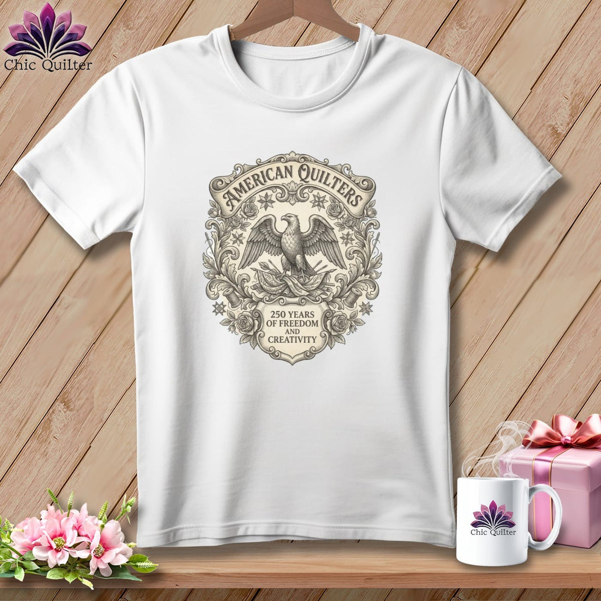 MyDesigns Physical Item S / White American Quilters 250 Years of Freedom and Creativity ~ Relaxed Fit Tee