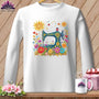 MyDesigns Physical Item S / White Bloomburst ~ June Design ~ Quilter's Calendar Subscription (May Start) ~ Premium Long Sleeve Tee
