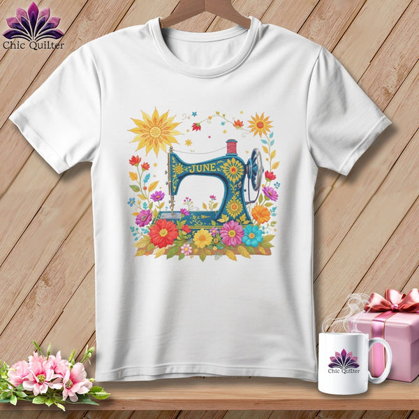 MyDesigns Physical Item S / White Bloomburst ~ June Design ~ Quilter's Calendar Subscription (May Start) ~ Premium Tee