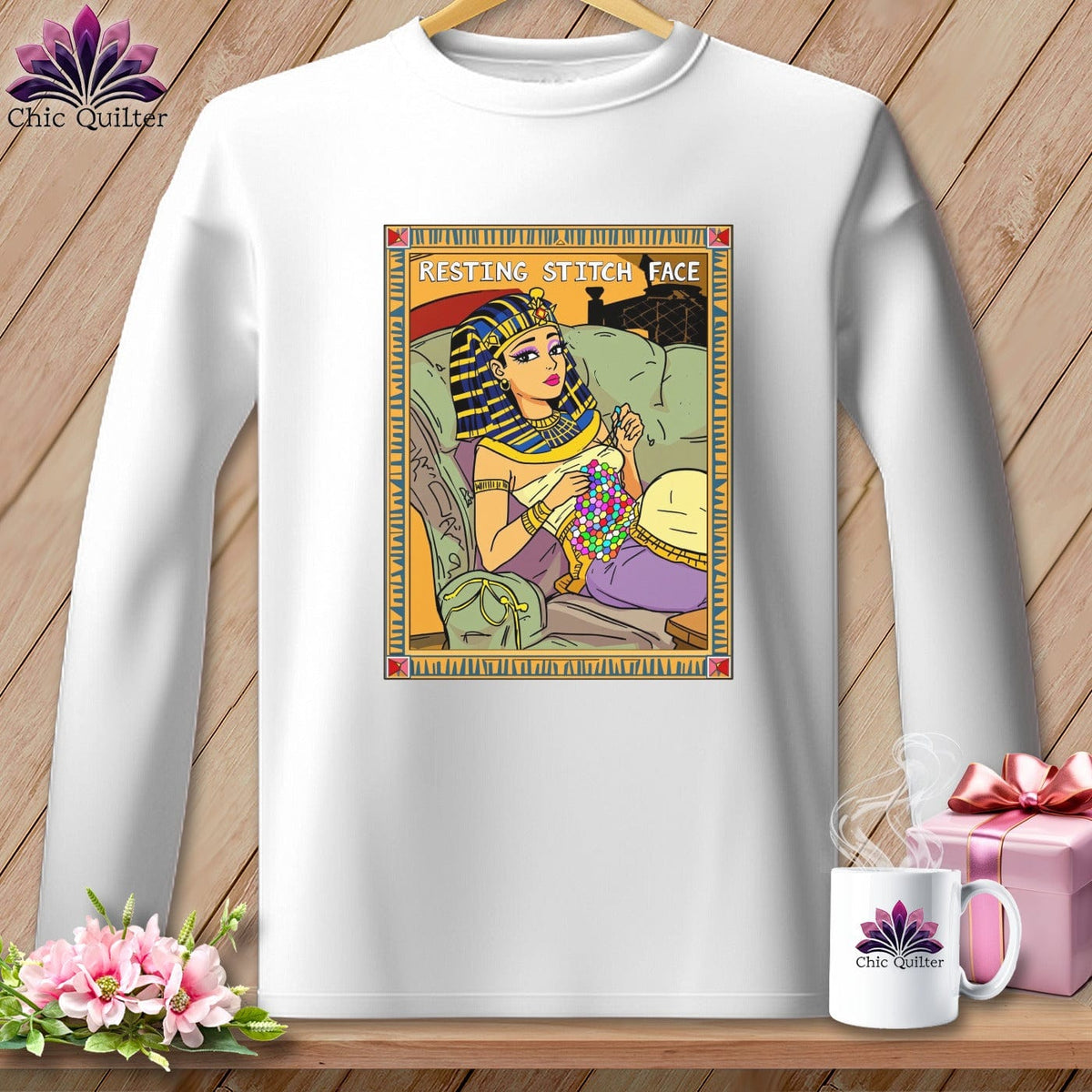 MyDesigns Physical Item S / White Cleo Patch Ra - Resting Stitch Face ~ Long Sleeve Tee