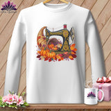 MyDesigns Physical Item S / White Cornucopia Piecer ~ November Design ~ Quilter's Calendar Subscription (October Start) ~ Premium Long Sleeve Tee