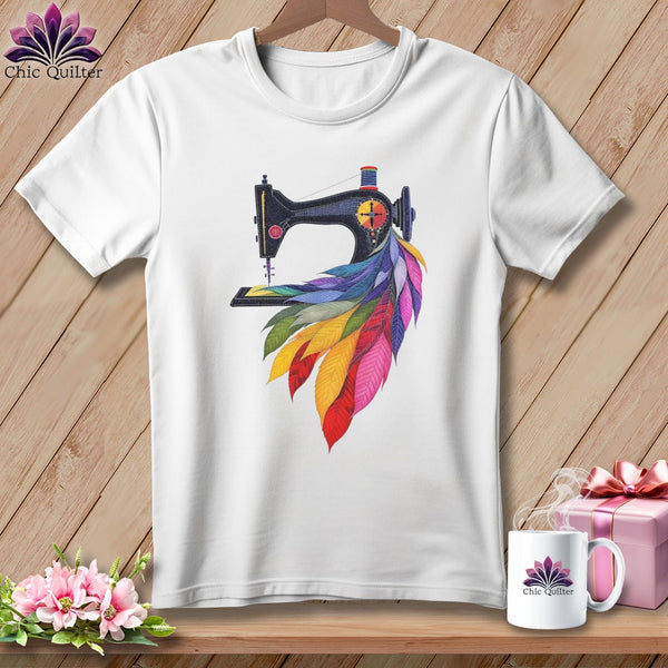 MyDesigns Physical Item S / White Feathered Rainbow ~ Relaxed Fit Tee