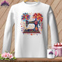 MyDesigns Physical Item S / White Fireworks Starbloom ~ July Design ~ Quilter's Calendar Subscription (June Start) ~ Premium Long Sleeve Tee