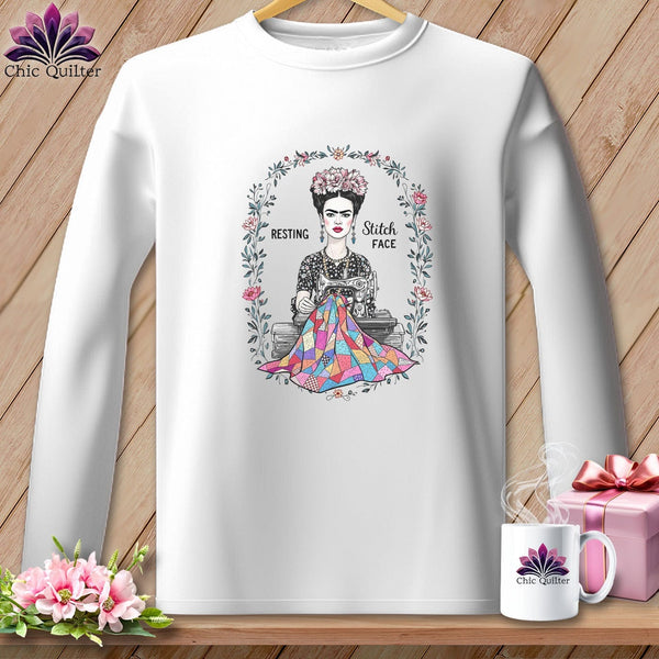 MyDesigns Physical Item S / White Fray-da Kahio - Resting Stitch Face ~ Long Sleeve Tee