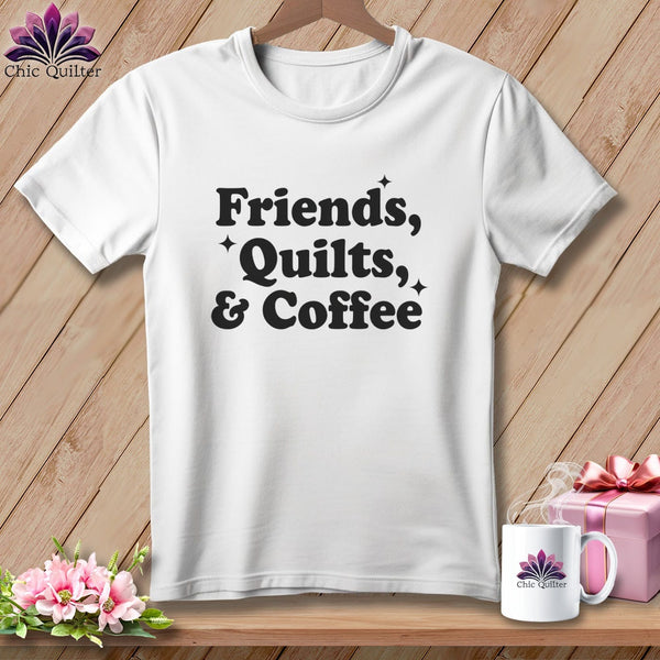 MyDesigns Physical Item S / White Friends, Quilts & Coffee ~ Premium Tee
