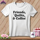 MyDesigns Physical Item S / White Friends, Quilts & Coffee ~ Relaxed Fit Tee