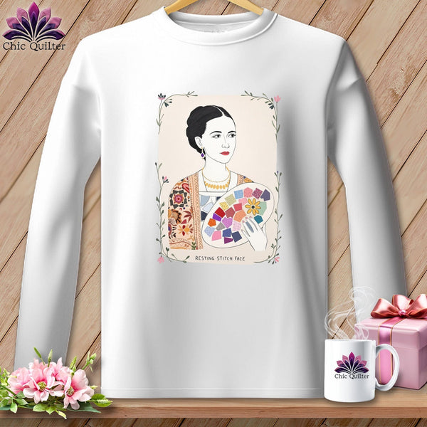 MyDesigns Physical Item S / White Georgia O-Sew - Resting Stitch Face ~ Long Sleeve Tee