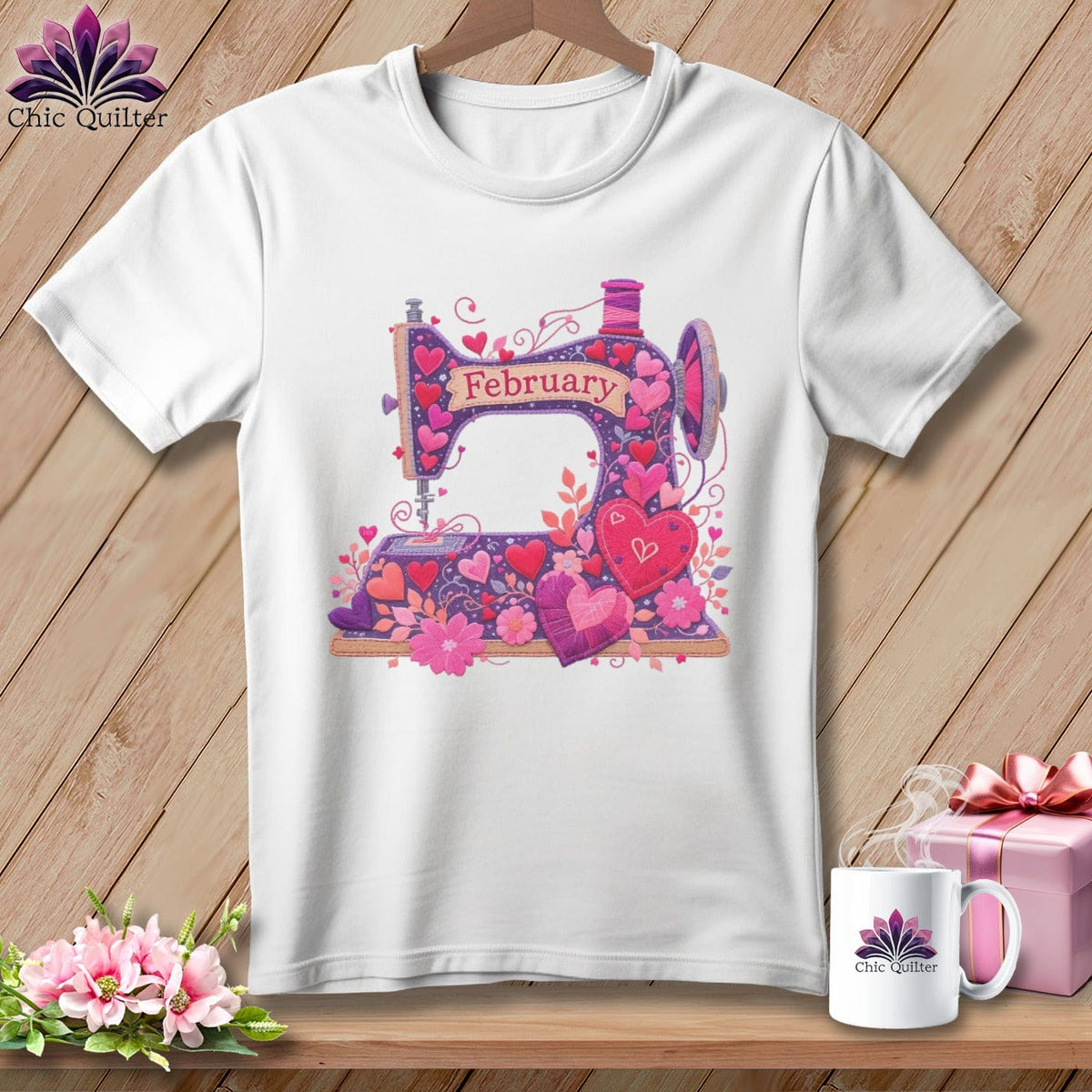 MyDesigns Physical Item S / White Heartfelt Stitching ~ February Design ~ Quilter's Calendar Subscription ~ Extended Enrollment! ~ Premium Tee