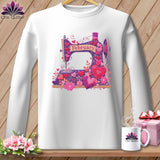 MyDesigns Physical Item S / White Heartfelt Stitching ~ February Design ~ Quilter's Calendar Subscription (January Start) ~ Premium Long Sleeve Tee