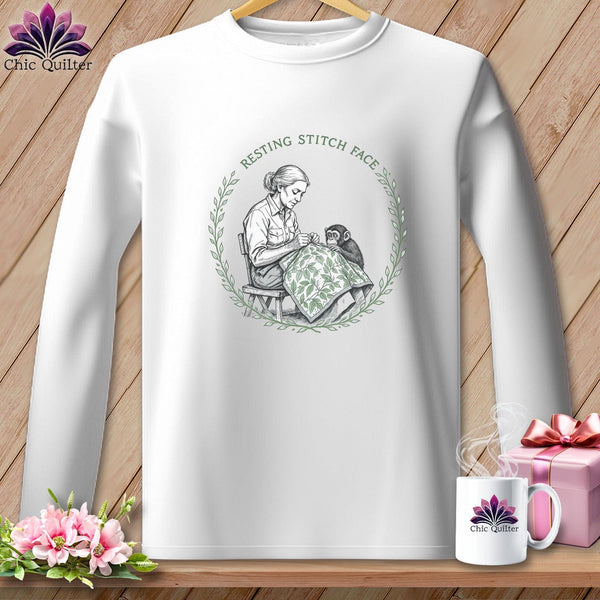 MyDesigns Physical Item S / White Jane Good-stitch - Resting Stitch Face ~ Long Sleeve Tee