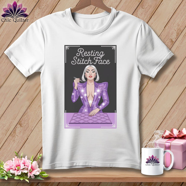 MyDesigns Physical Item S / White Lacy Gagga - Resting Stitch Face ~ Relaxed Fit Tee