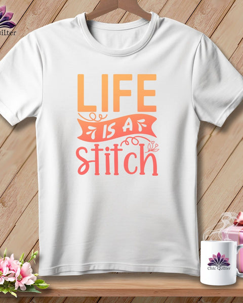 MyDesigns Physical Item S / White Life is a stitch ~ Relaxed Fit Tee
