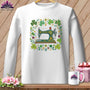 MyDesigns Physical Item S / White Lucky Shamrock ~ March Design ~ Quilter's Calendar Subscription (February Start) ~ Premium Long Sleeve Tee