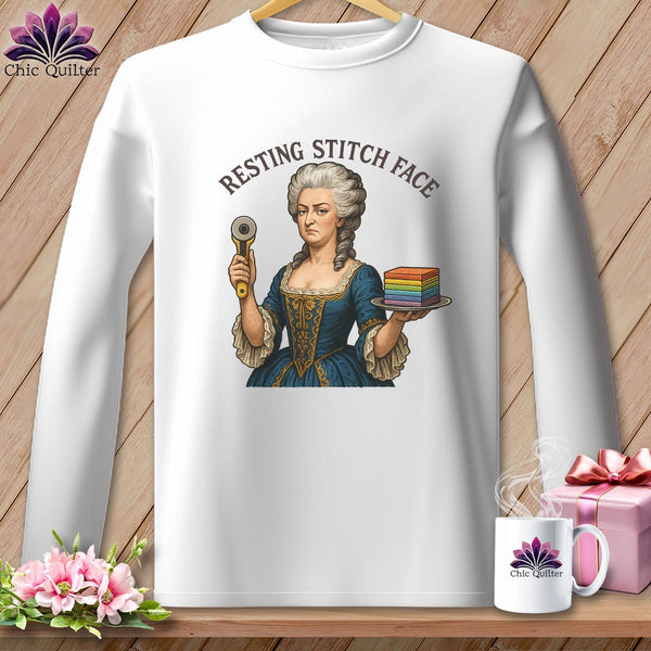 MyDesigns Physical Item S / White Marie FabCakes-Nette - Resting Stitch Face ~ Long Sleeve Tee