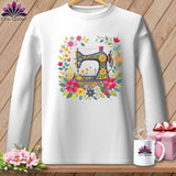 MyDesigns Physical Item S / White Meadow Bloom ~ May Design ~ Quilter's Calendar Subscription (April Start) ~ Premium Long Sleeve Tee