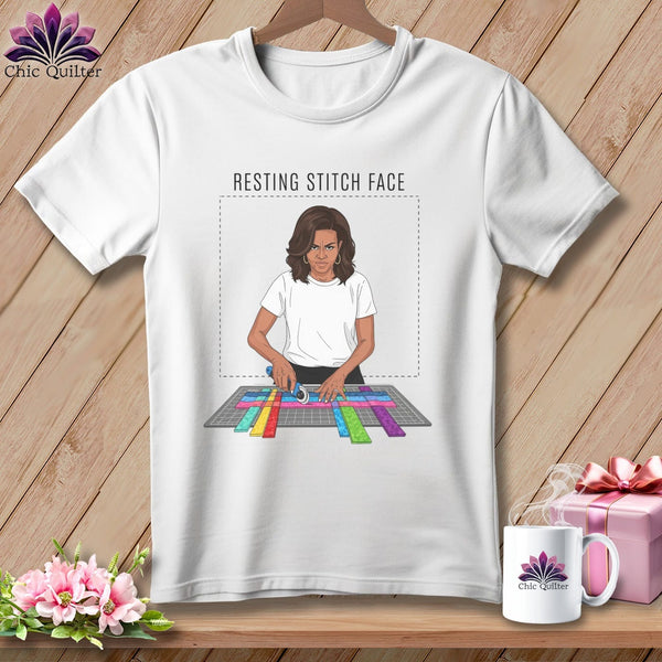 MyDesigns Physical Item S / White Mich Sew - Resting Stitch Face ~ Premium Tee