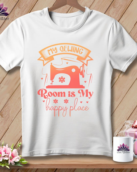 MyDesigns Physical Item S / White My Sewing Room Is My Happy Place ~ Relaxed Fit Tee