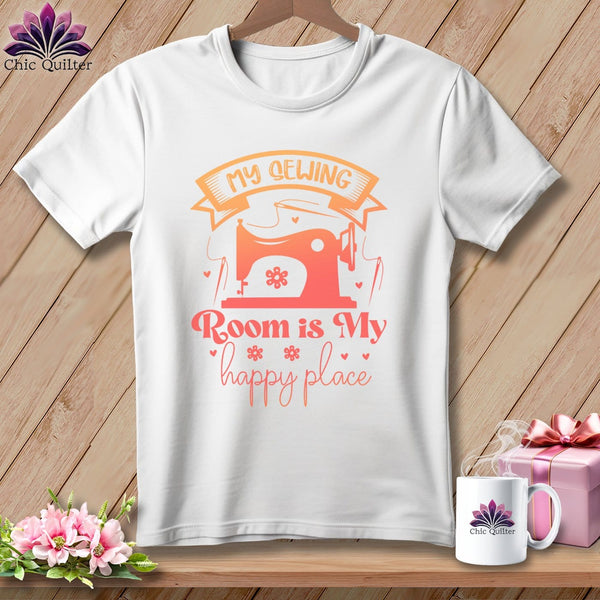 MyDesigns Physical Item S / White My Sewing Room Is My Happy Place ~ Relaxed Fit Tee